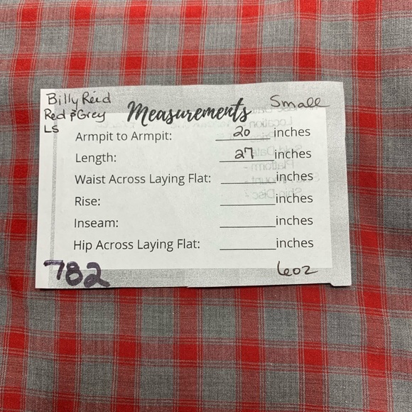 BILLY REID gray red plaid long sleeve button down shirt - Small - Picture 9 of 9